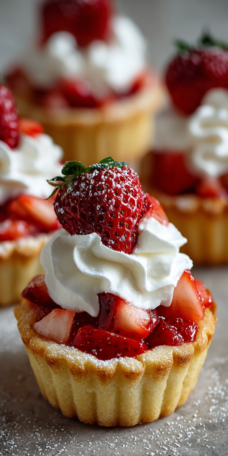 Easy Strawberry Cake Shortcake Cups served warm with cozy spices