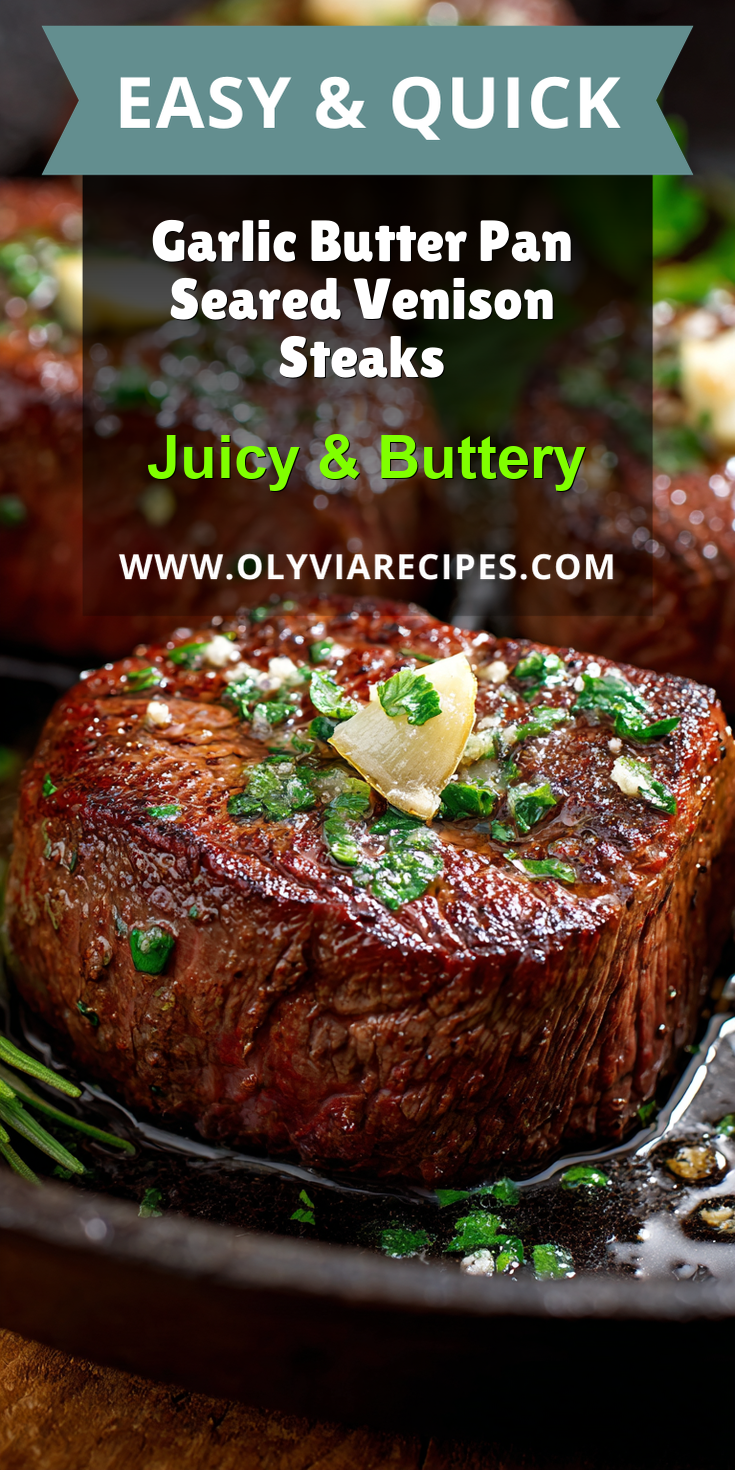 Garlic Butter Pan Seared Venison Steaks served warm with cozy spices