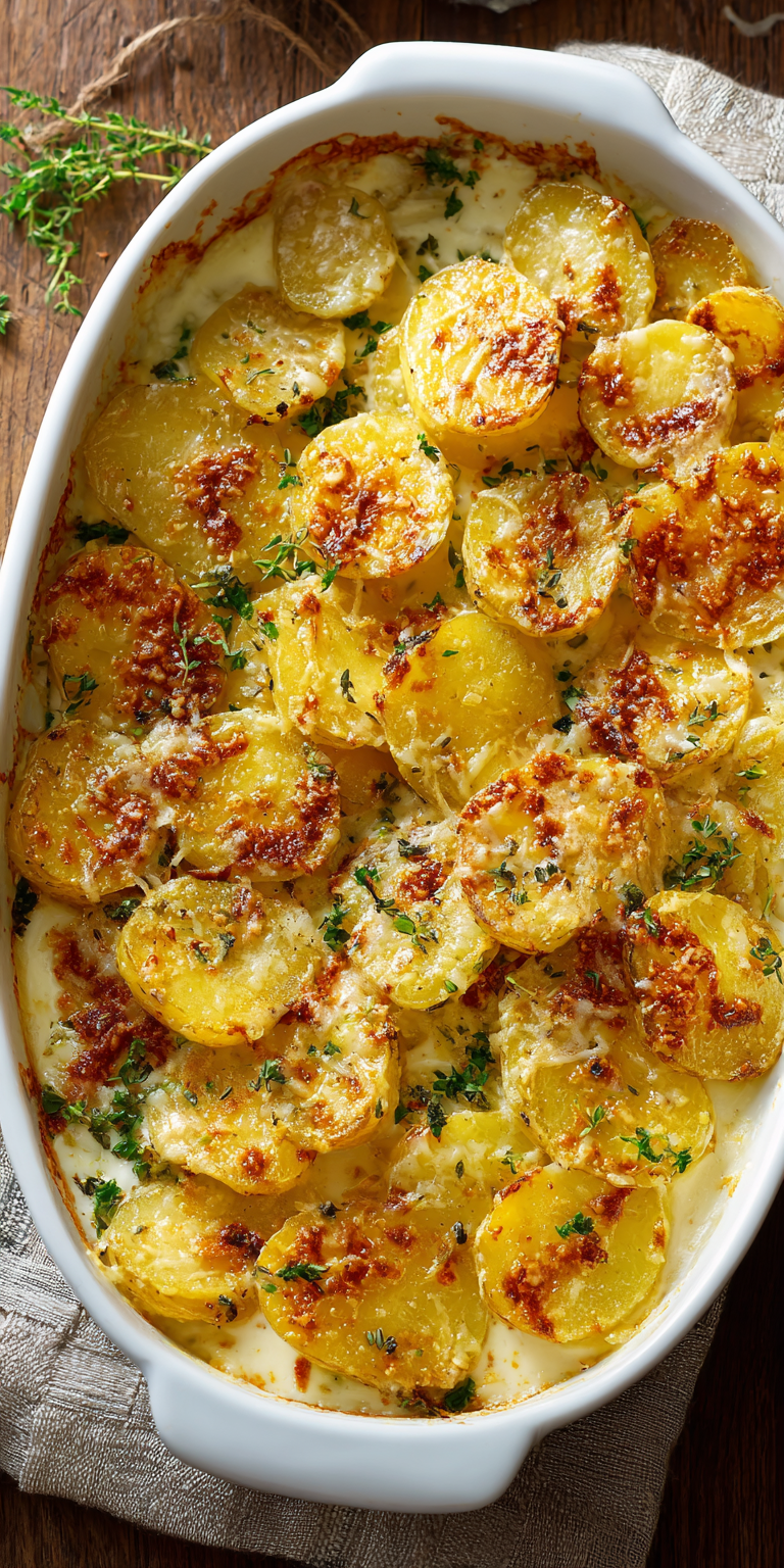 Garlic Parmesan Creamy Potatoes served warm with cozy spices