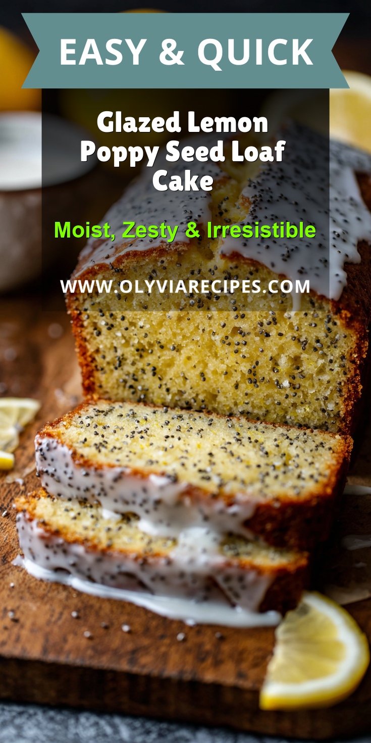 Glazed Lemon Poppy Seed Loaf Cake served warm with cozy spices