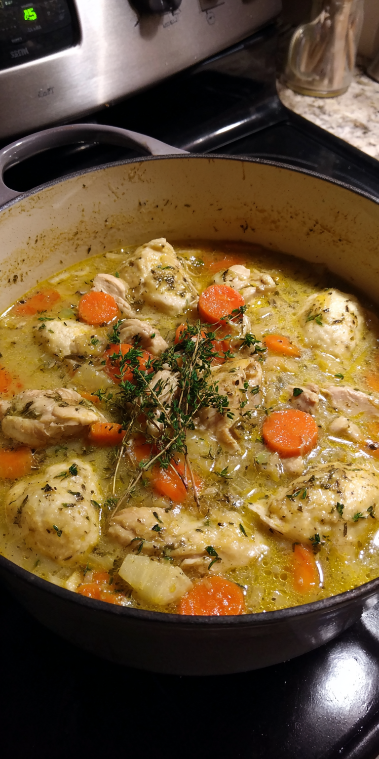 Gluten Free Chicken And Dumplings served warm with cozy spices