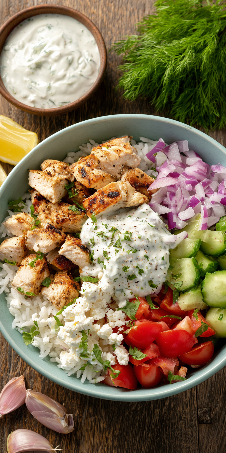 Greek Chicken Bowl Healthy Meal Prep served warm with cozy spices