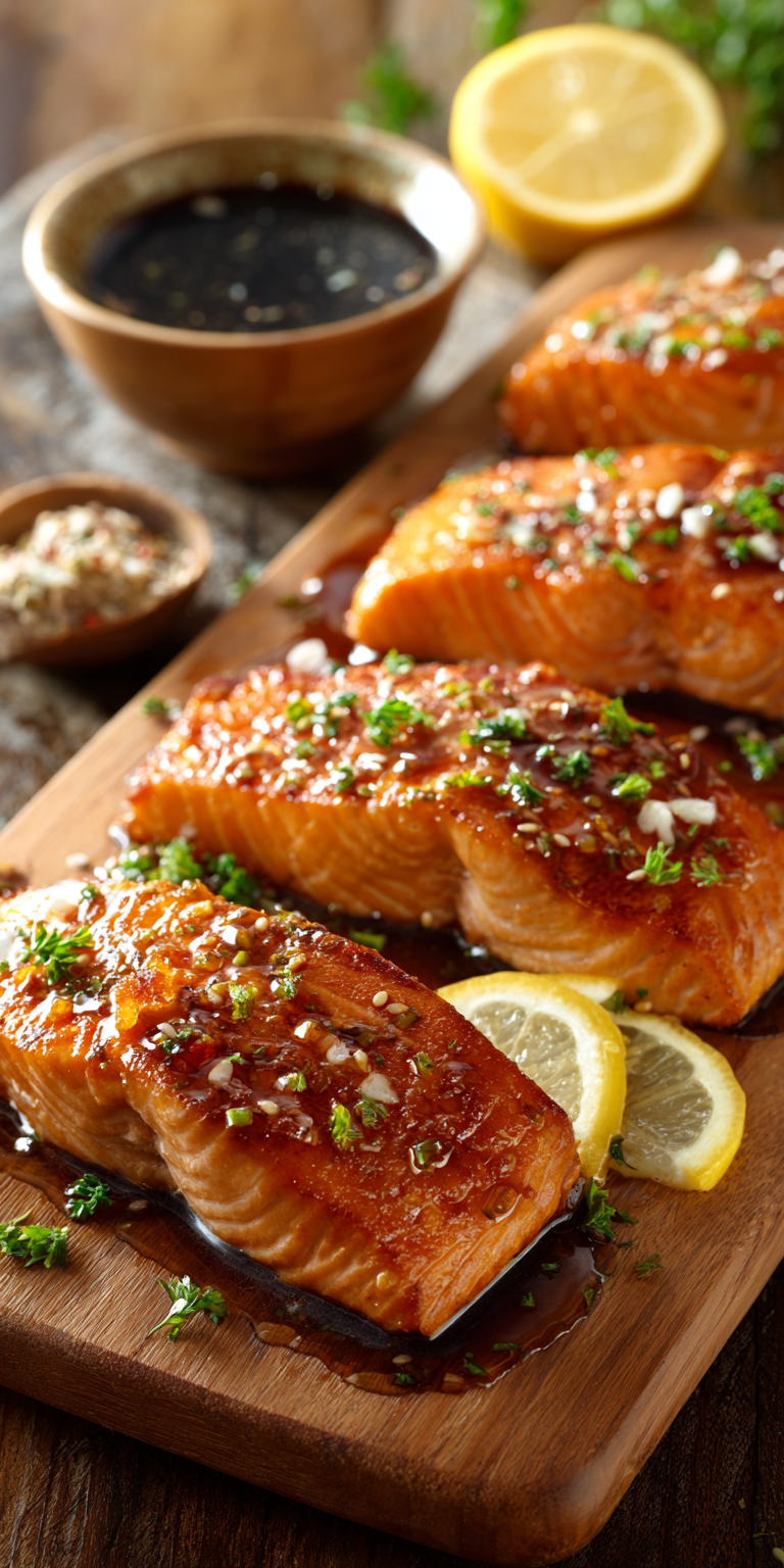 Honey Garlic Glazed Salmon Dinner served warm with cozy spices