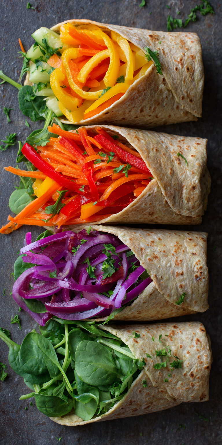 Hummus Veggie Wrap Healthy Food Dishes served warm with cozy spices