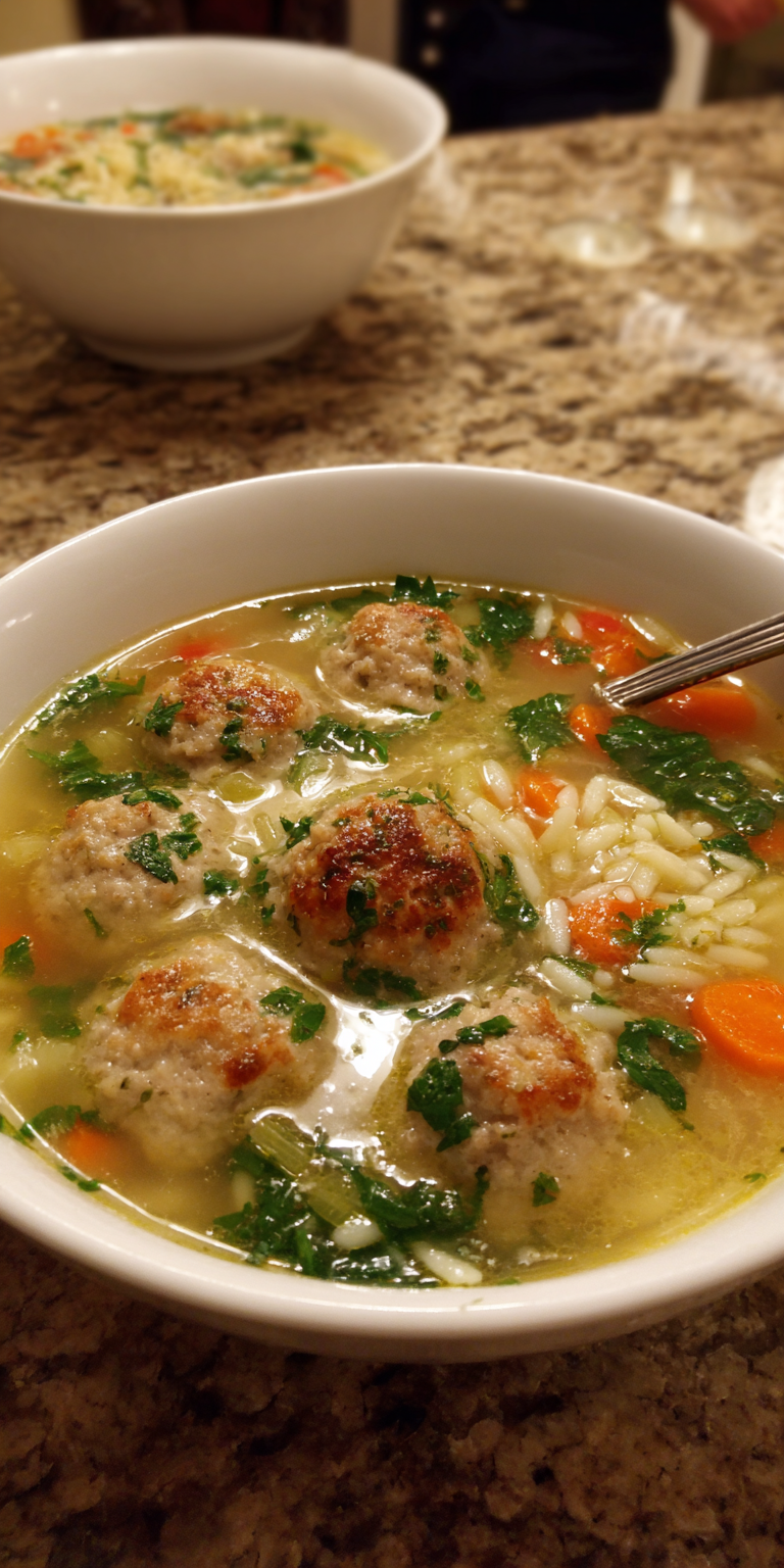 Italian Wedding Soup Spring Dinner Ideas served warm with cozy spices