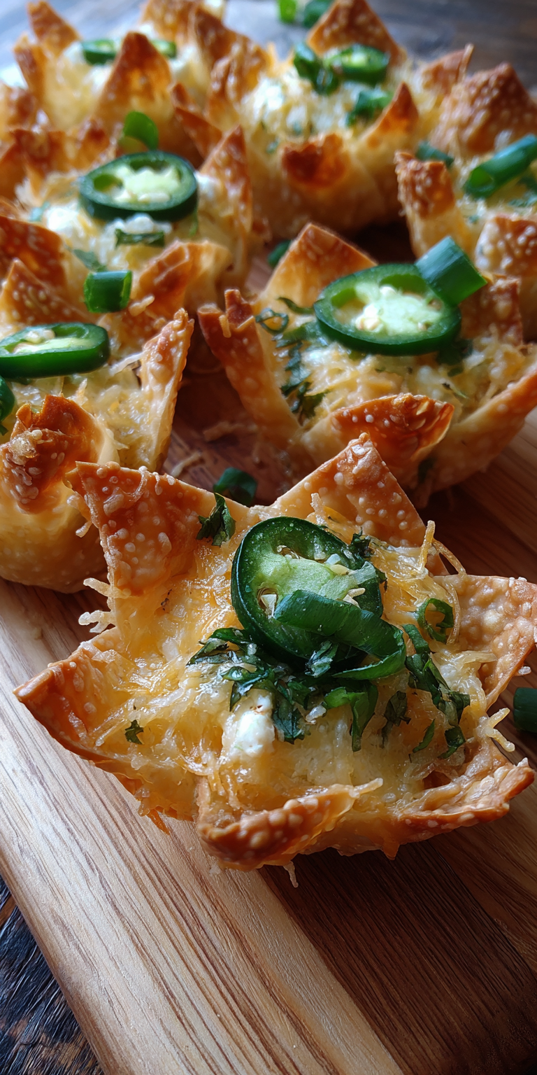 Jalapeno Popper Wonton Cups served warm with cozy spices