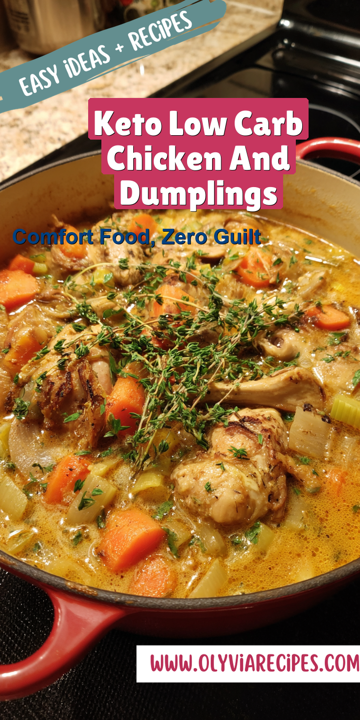 Keto Low Carb Chicken And Dumplings served warm with cozy spices