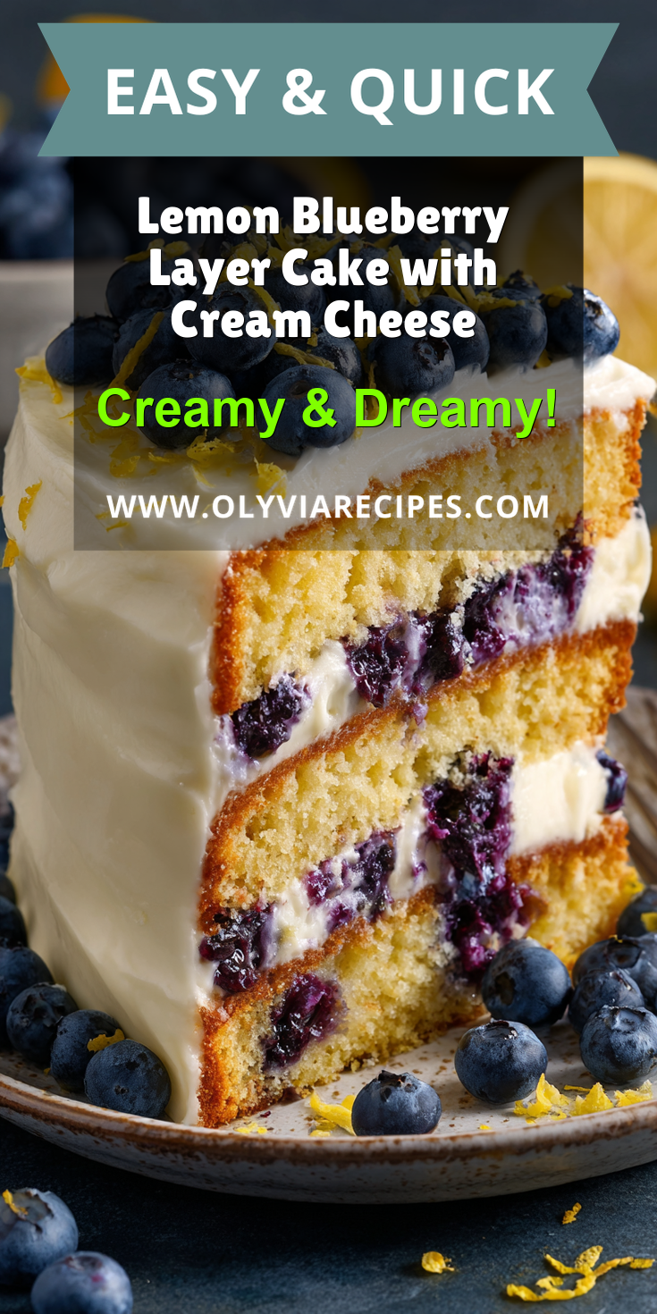 Lemon Blueberry Layer Cake with Cream Cheese served warm with cozy spices