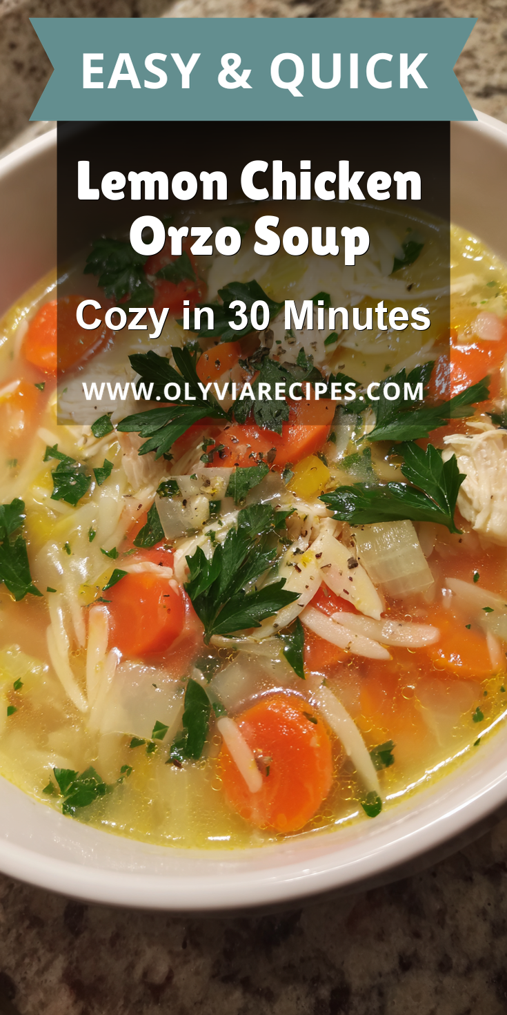 Lemon Chicken Orzo Soup served warm with cozy spices