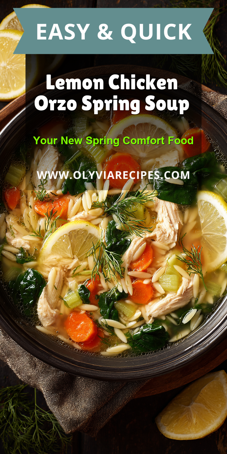 Lemon Chicken Orzo Spring Soup served warm with cozy spices
