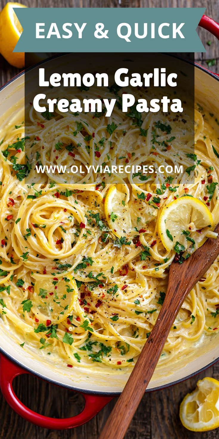 Lemon Garlic Creamy Pasta served warm with cozy spices