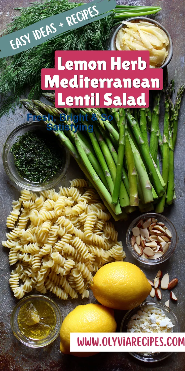 Lemon Herb Mediterranean Lentil Salad served warm with cozy spices