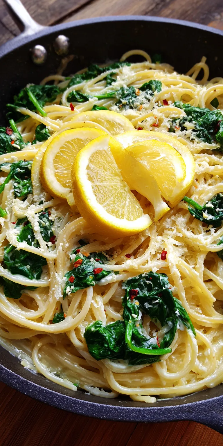 Lemon Ricotta Pasta with Spinach served warm with cozy spices