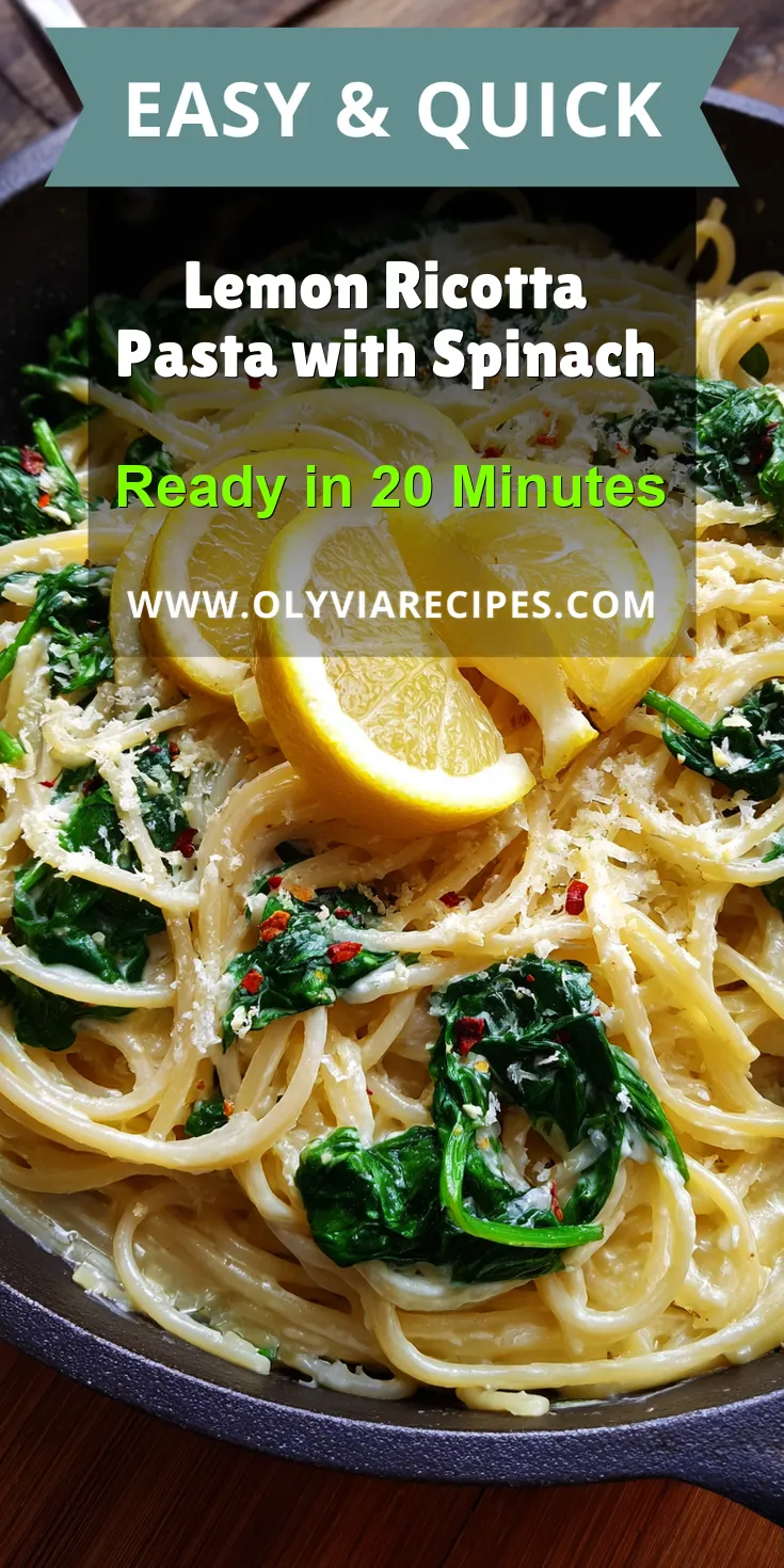 Lemon Ricotta Pasta with Spinach served warm with cozy spices