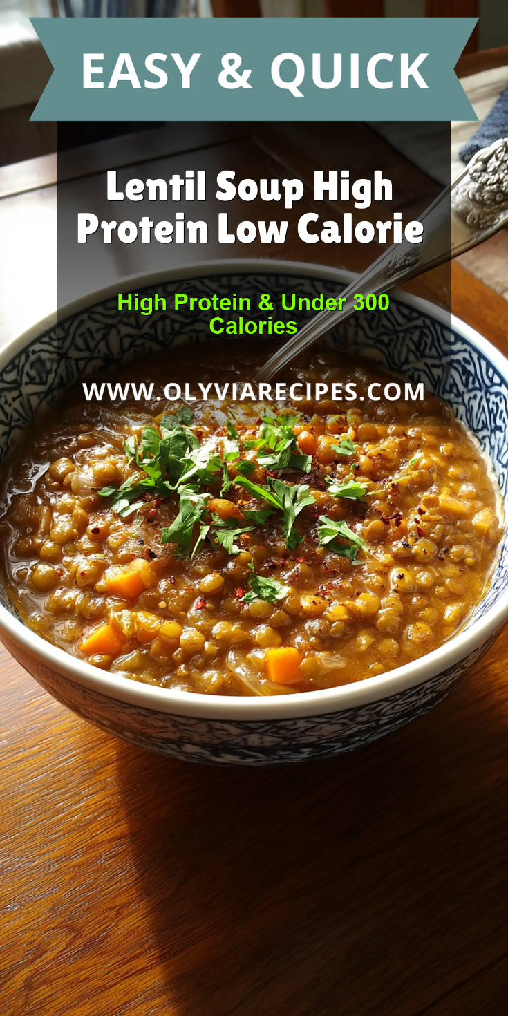 Lentil Soup High Protein Low Calorie served warm with cozy spices