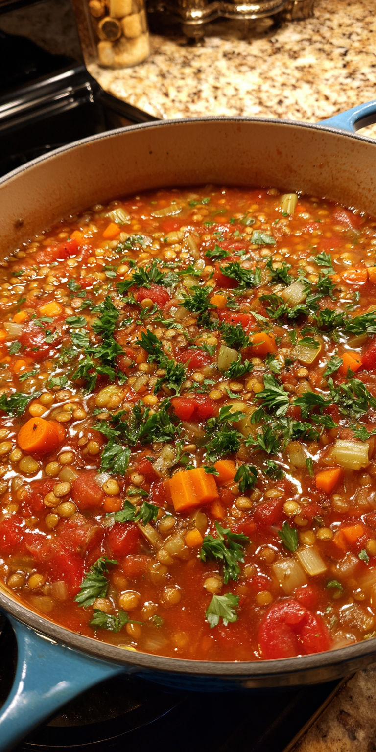 Lentil Soup Mediterranean Recipes Pot served warm with cozy spices