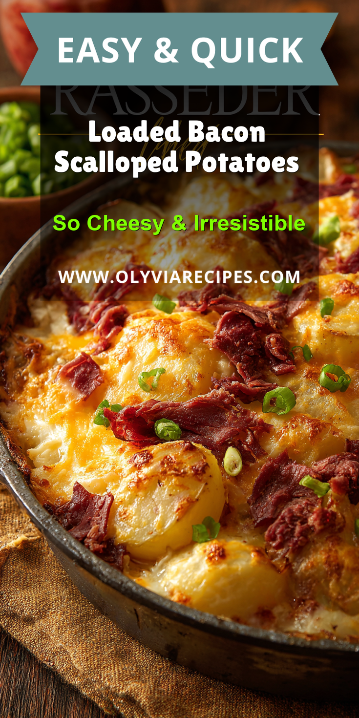 Loaded Bacon Scalloped Potatoes served warm with cozy spices