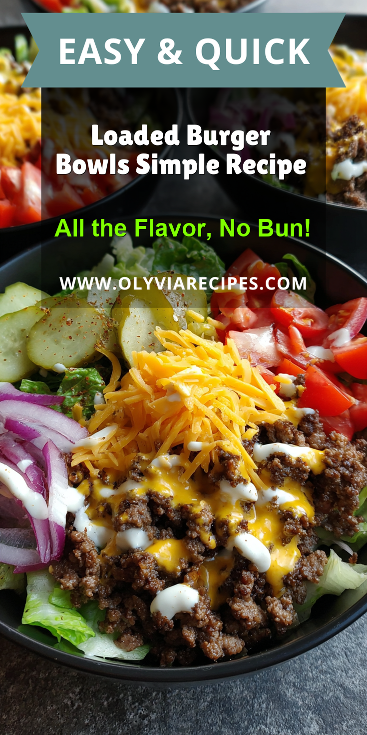 Loaded Burger Bowls Simple Recipe served on a plate