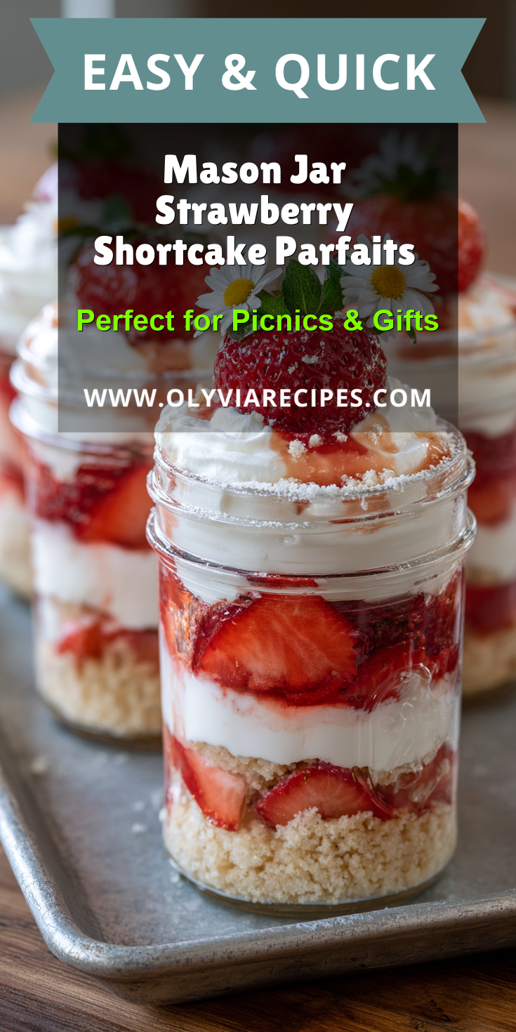 Mason Jar Strawberry Shortcake Parfaits served warm with cozy spices