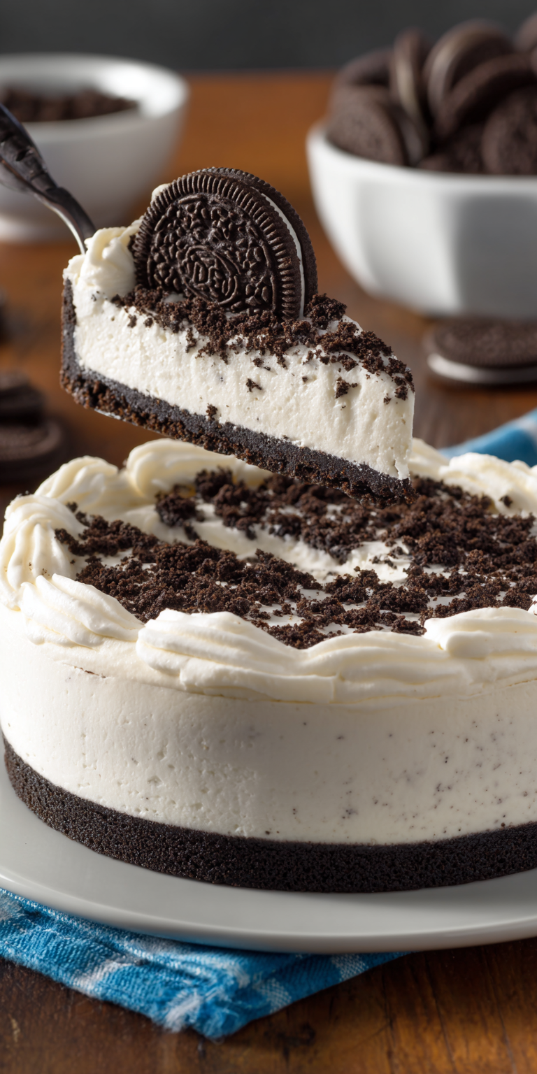 No Bake Oreo Cheesecake Dessert served warm with cozy spices