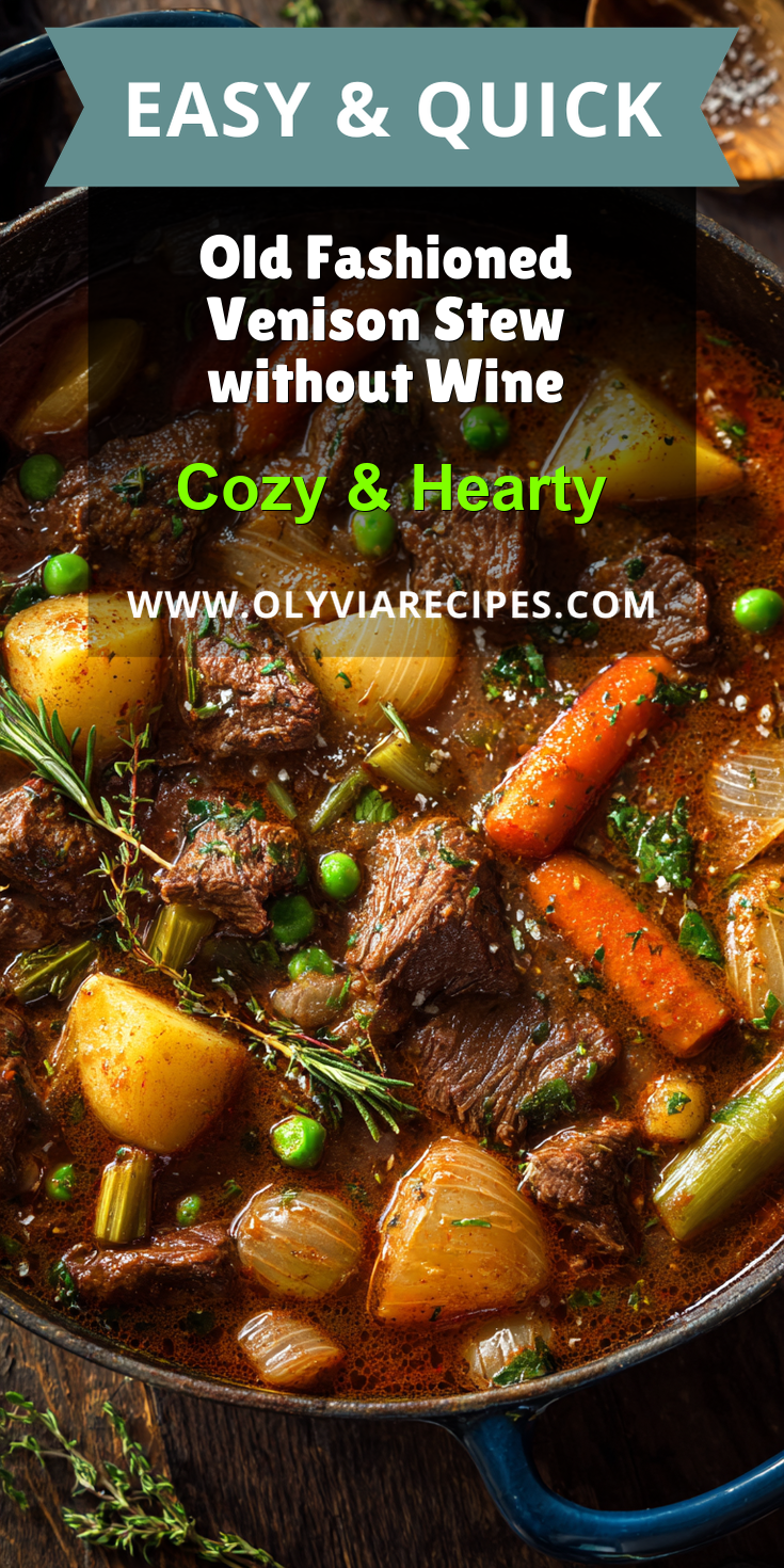 Old Fashioned Venison Stew without Wine served warm with cozy spices