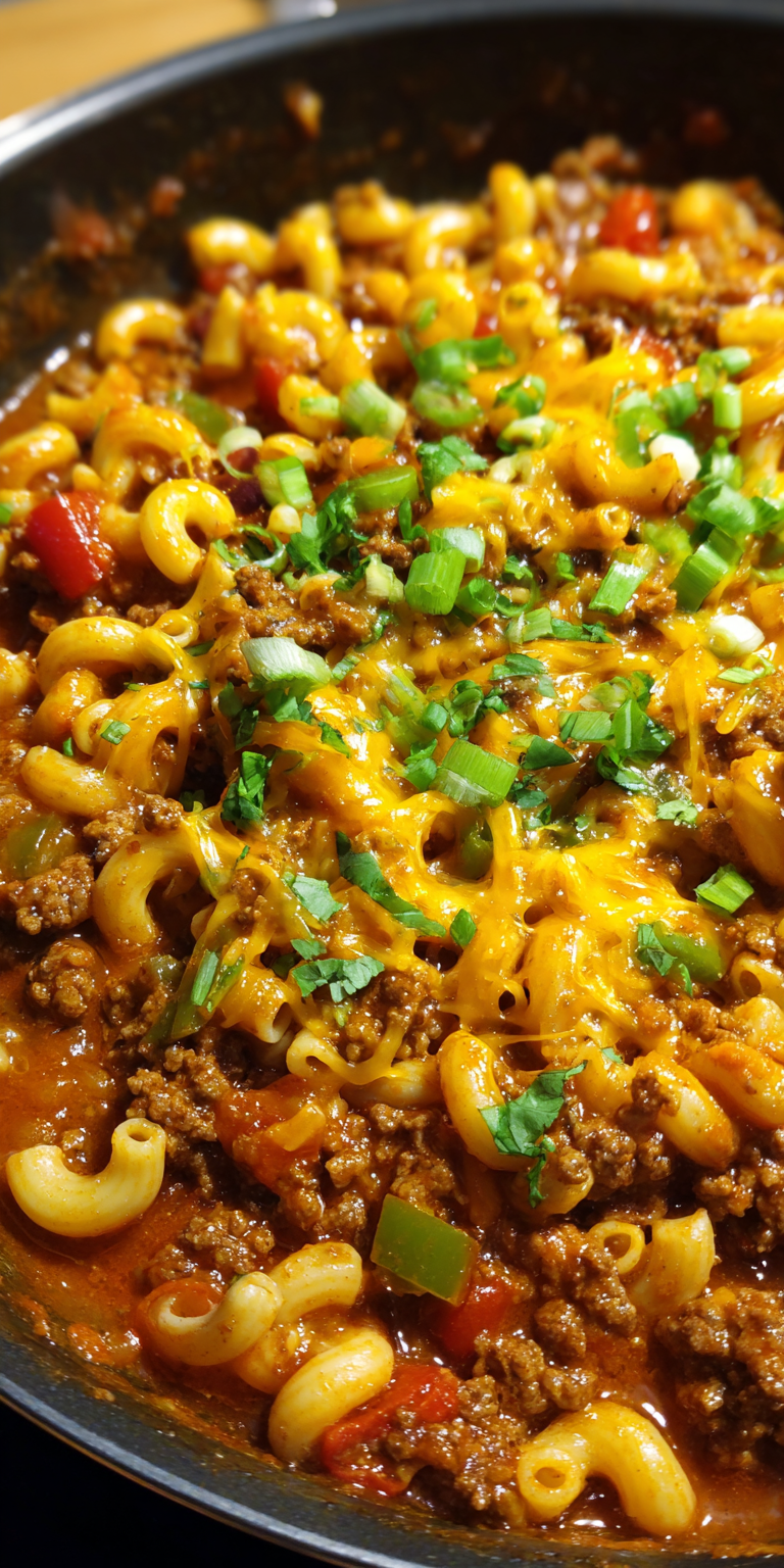 One Pot Chili Mac Simple Dinner Ideas served warm with cozy spices