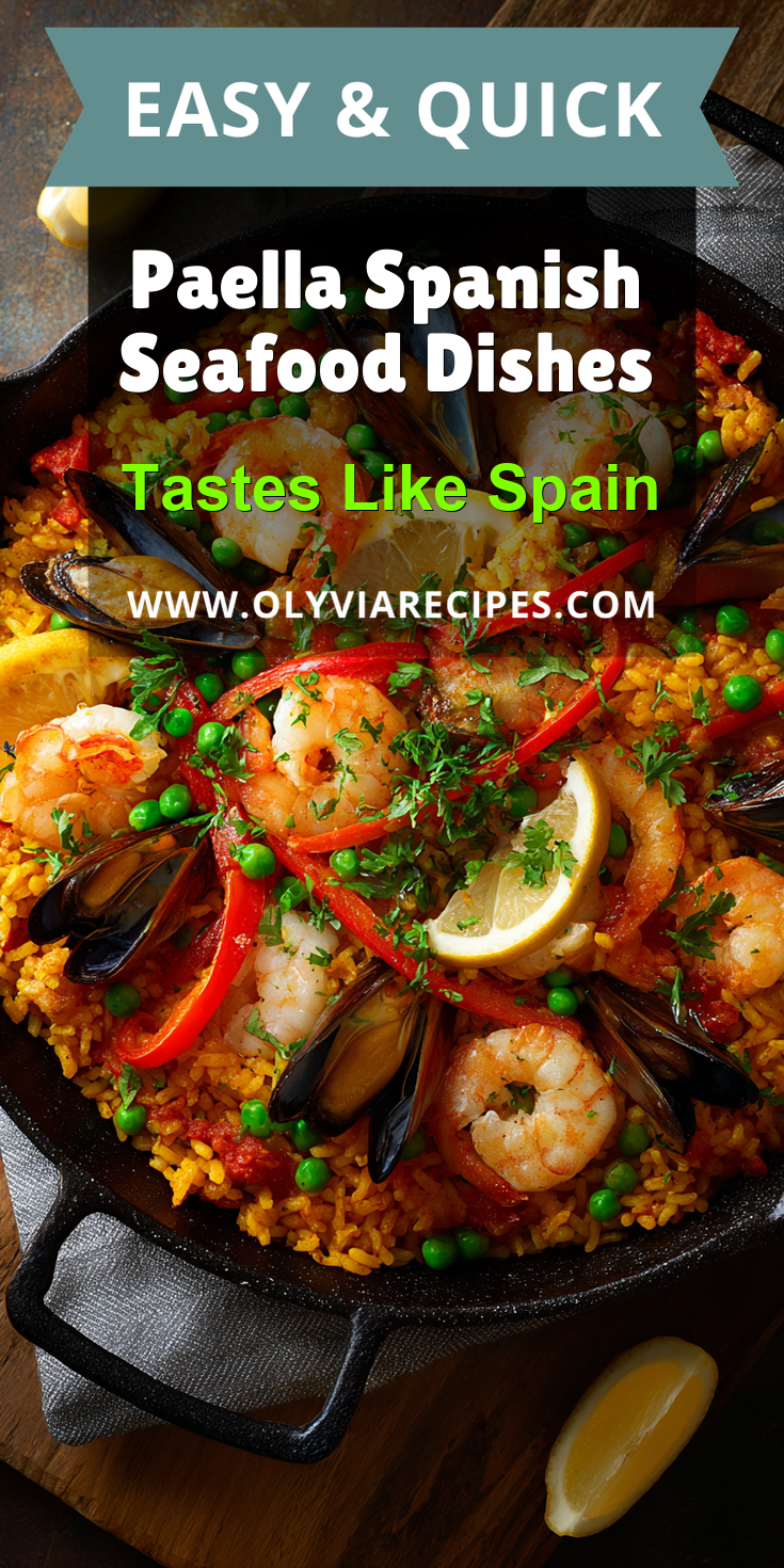 Paella Spanish Seafood Dishes served warm with cozy spices
