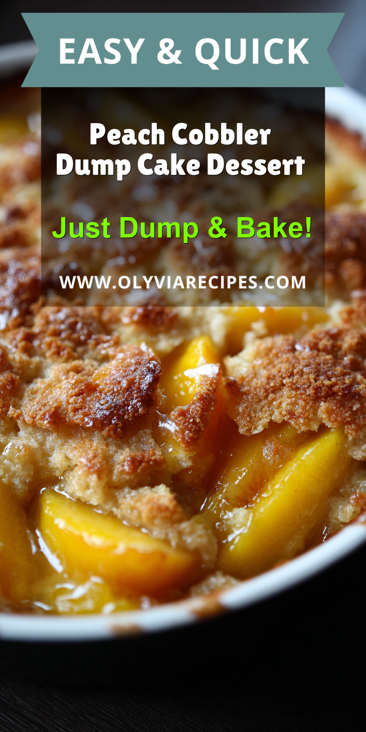 Peach Cobbler Dump Cake Dessert served warm with cozy spices