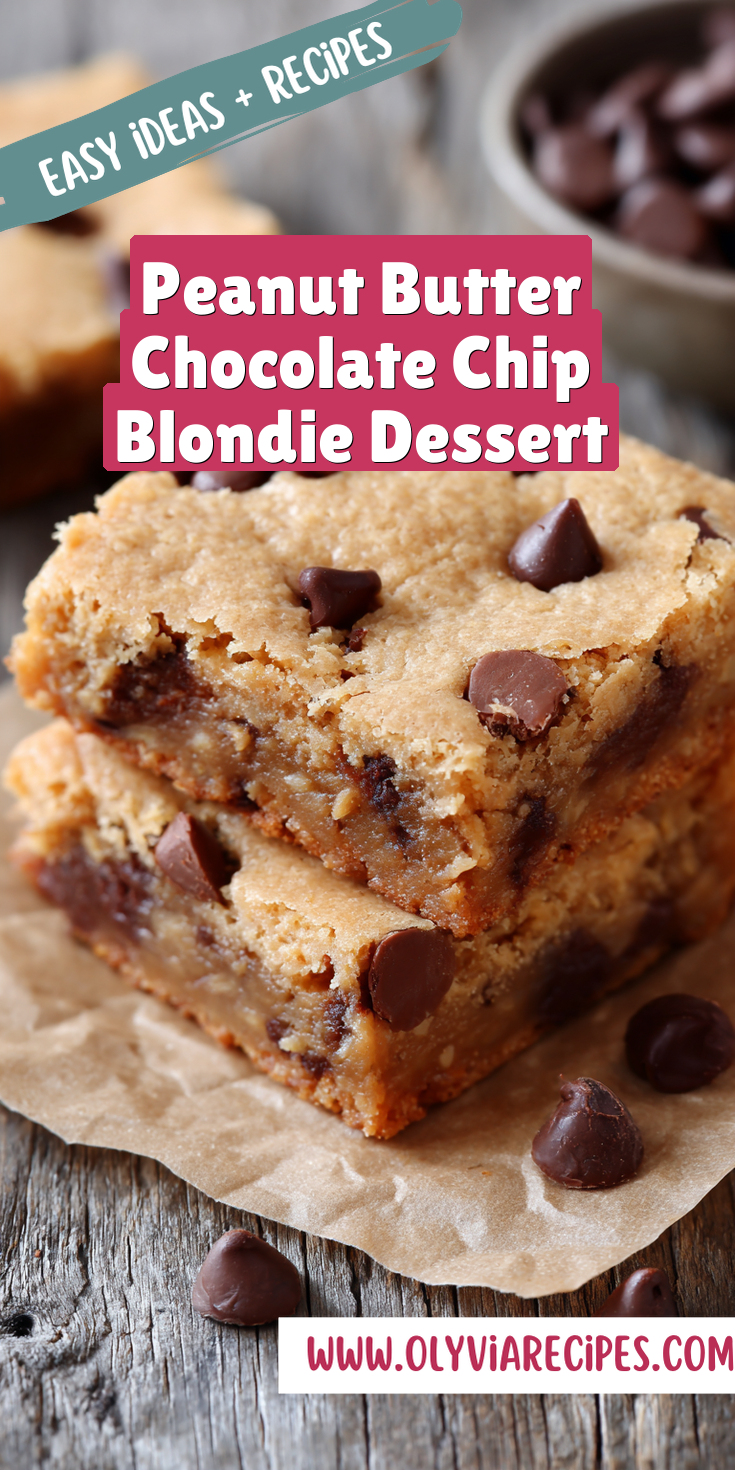 Peanut Butter Chocolate Chip Blondie Dessert served warm with cozy spices