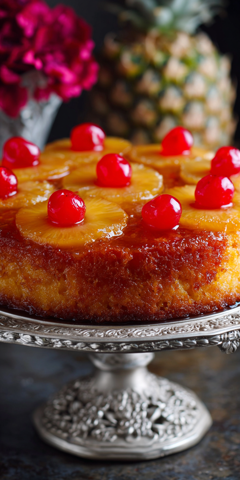Pineapple Upside Down Cake Classic served warm with cozy spices