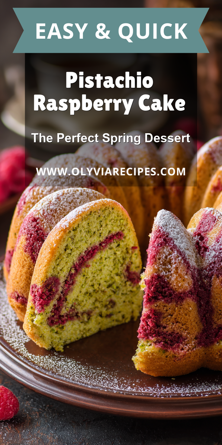 Pistachio Raspberry Cake served warm with cozy spices