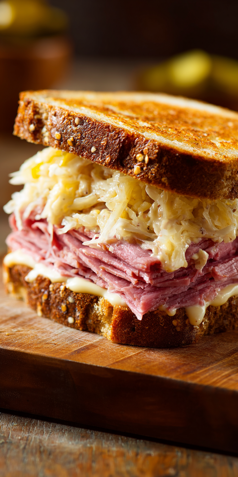 Reuben Sandwich with Homemade Russian Dressing served warm with cozy spices