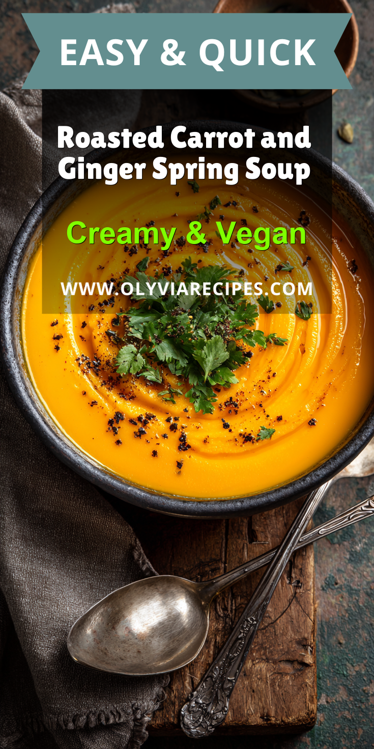 Roasted Carrot and Ginger Spring Soup served warm with cozy spices