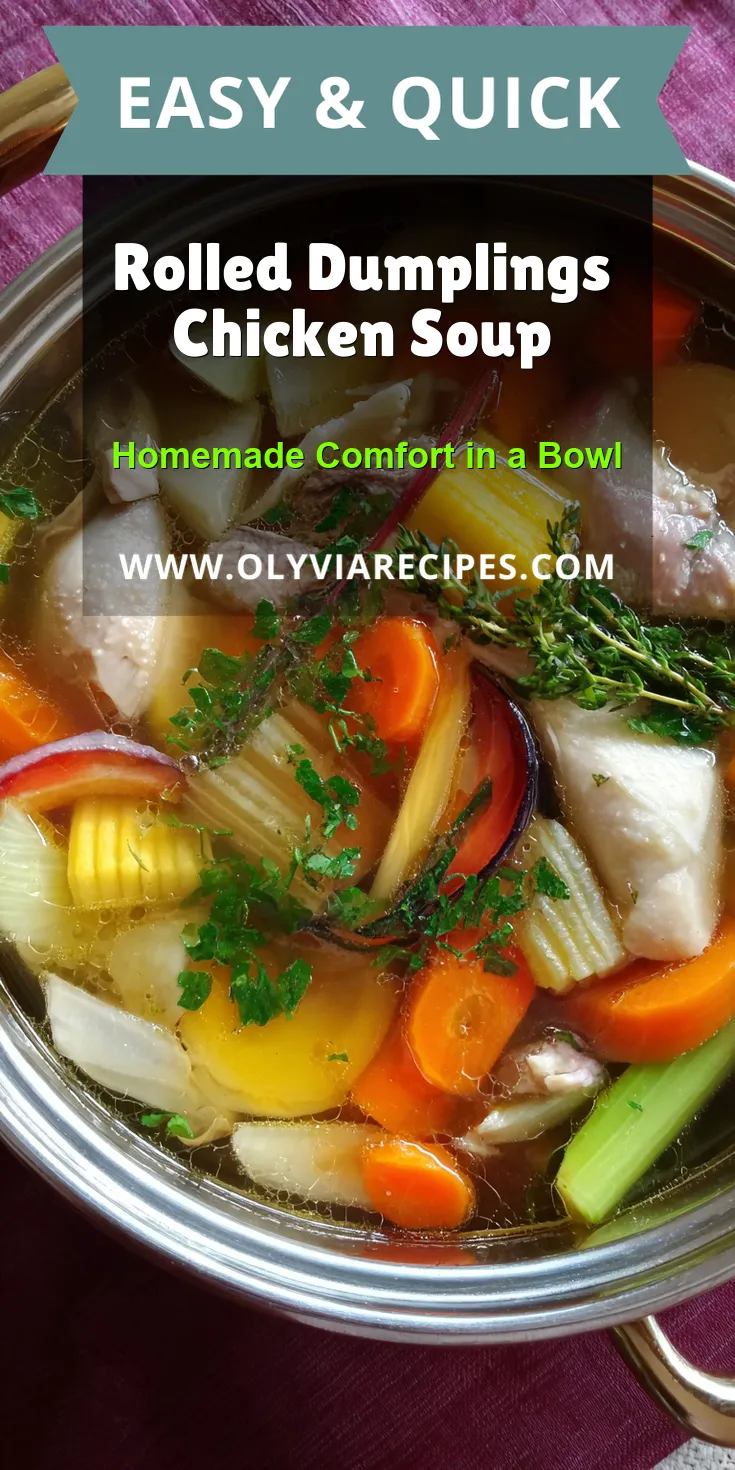 Rolled Dumplings Chicken Soup served warm with cozy spices