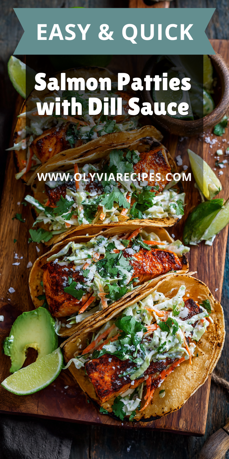 Salmon Patties with Dill Sauce served warm with cozy spices