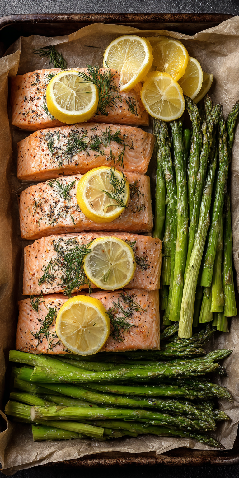 Sheet Pan Salmon and Asparagus served warm with cozy spices