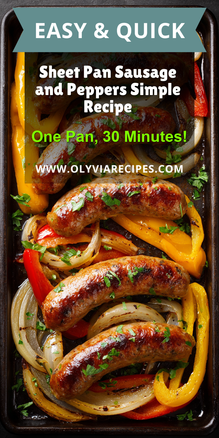 Sheet Pan Sausage and Peppers Simple Recipe served on a plate
