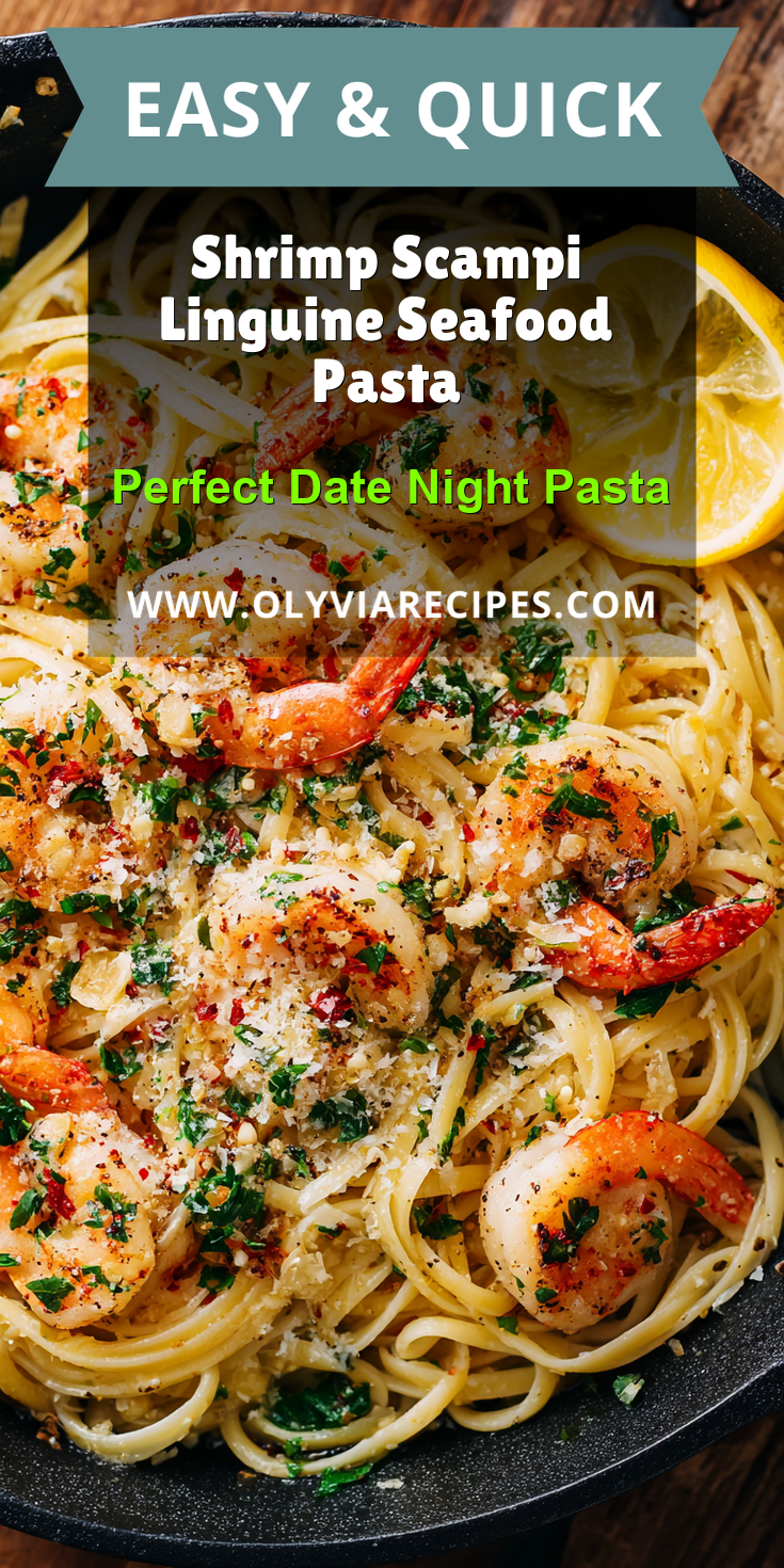 Shrimp Scampi Linguine Seafood Pasta served warm with cozy spices
