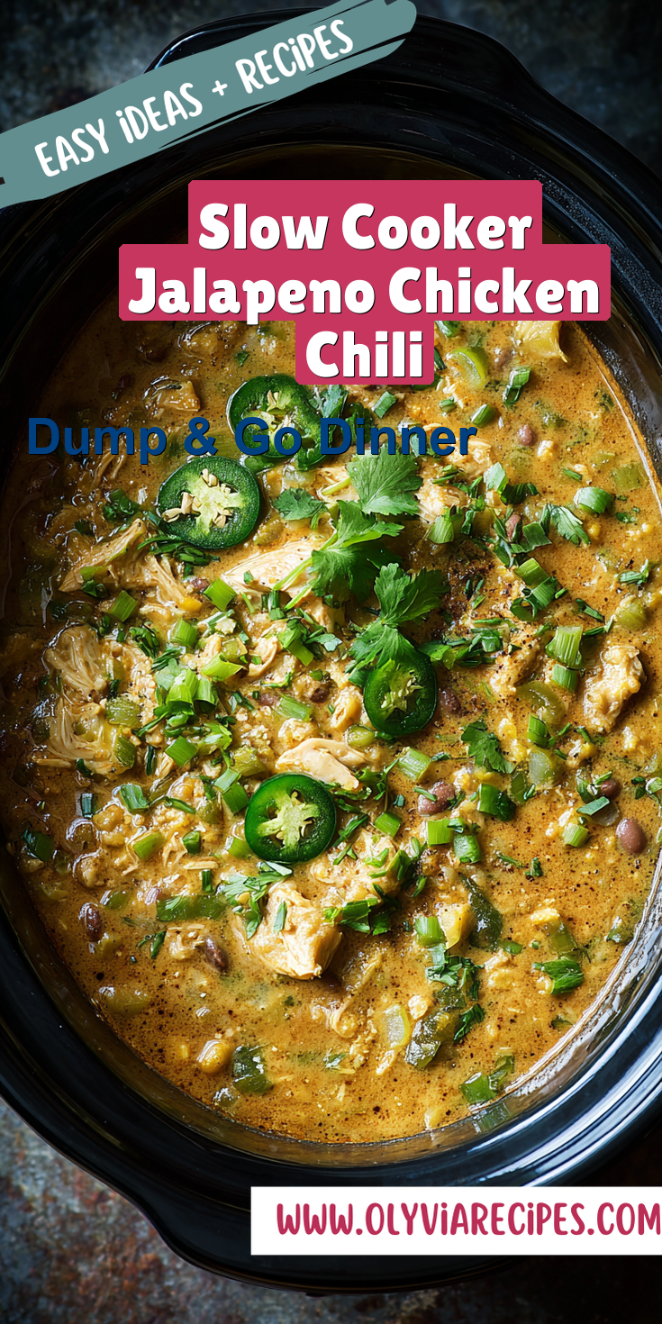 Slow Cooker Jalapeno Chicken Chili served warm with cozy spices