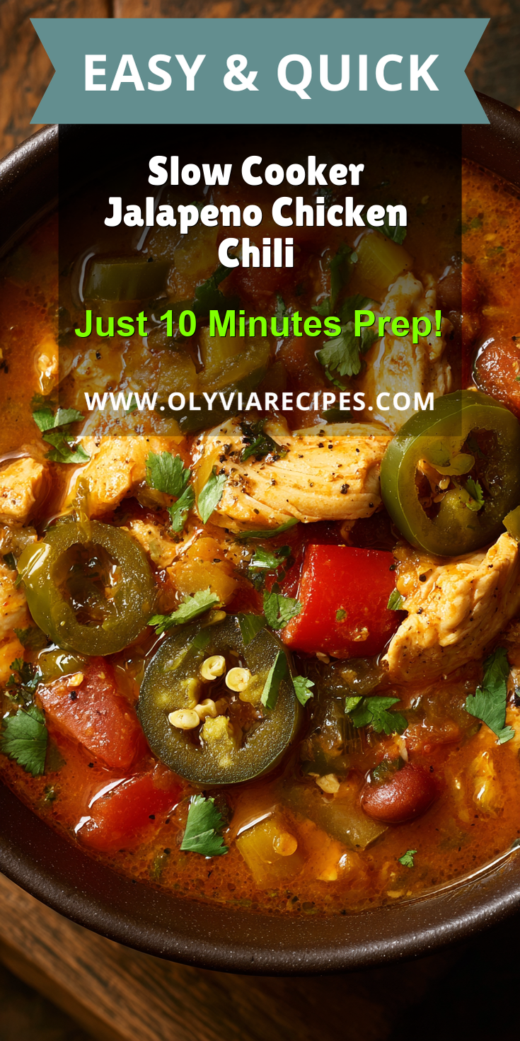 Slow Cooker Jalapeno Chicken Chili served warm with cozy spices