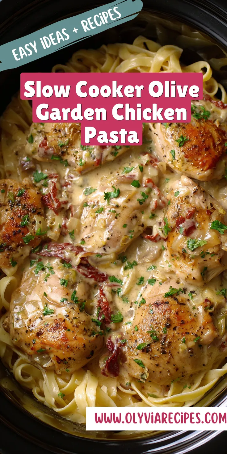 Slow Cooker Olive Garden Chicken Pasta served warm with cozy spices