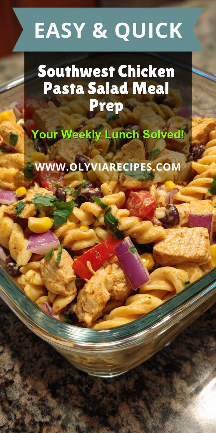 Southwest Chicken Pasta Salad Meal Prep served on a plate