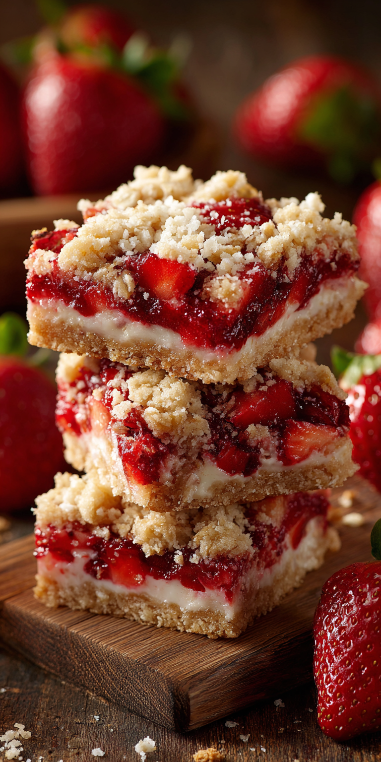 Strawberry Shortcake Crumble Bars served warm with cozy spices