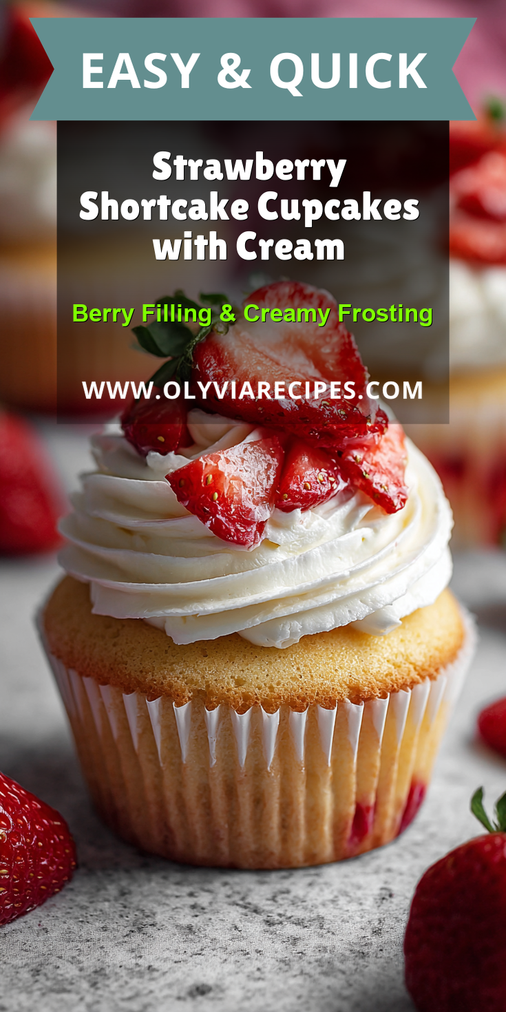 Strawberry Shortcake Cupcakes with Cream served warm with cozy spices
