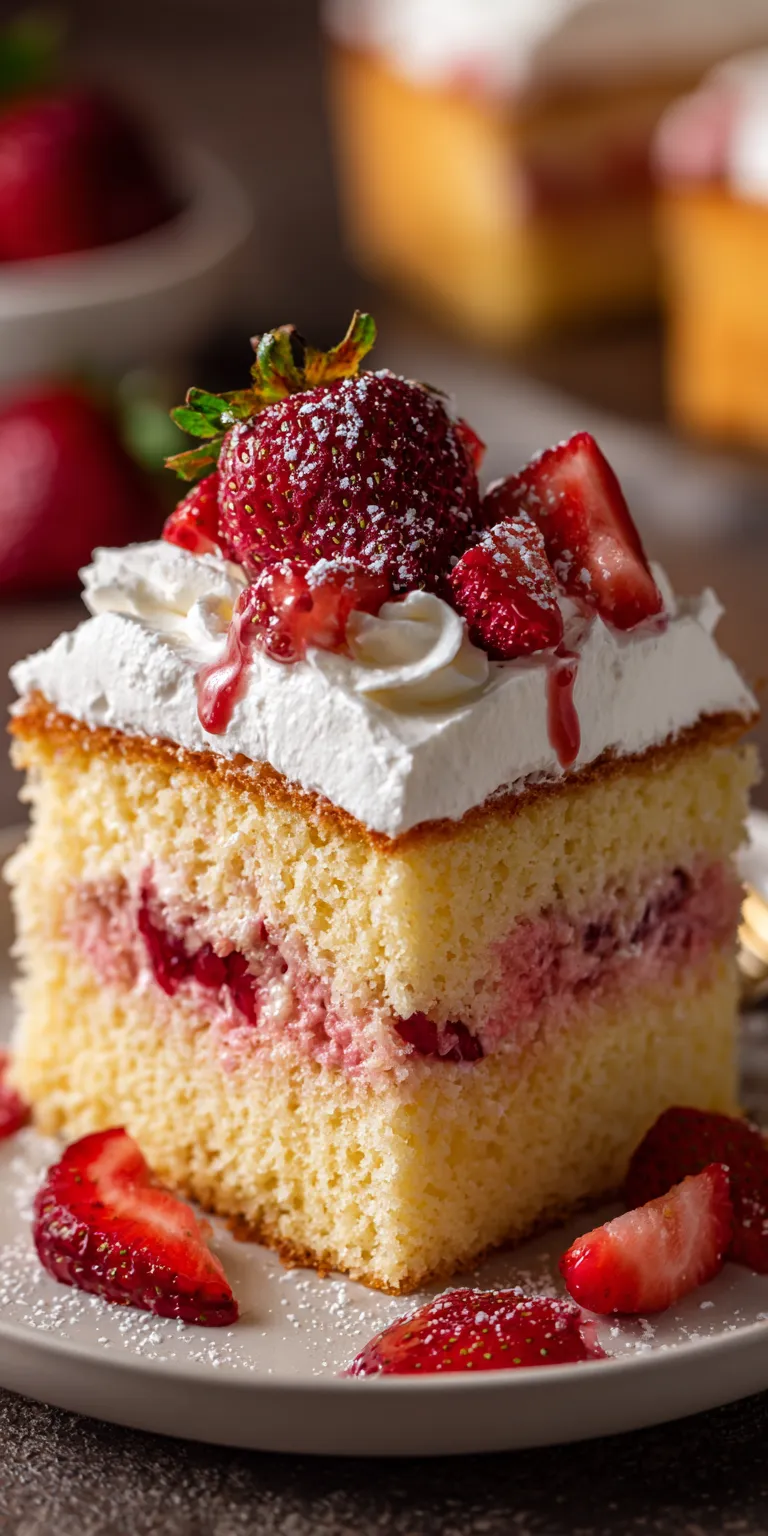 Strawberry Shortcake Poke Cake served warm with cozy spices