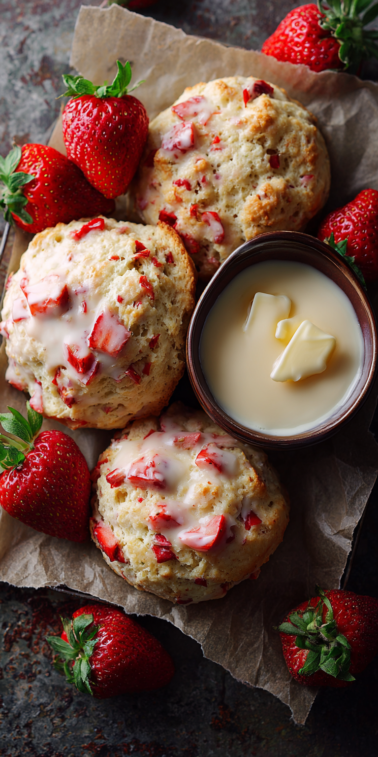 Strawberry Shortcake Scones with Glaze served warm with cozy spices