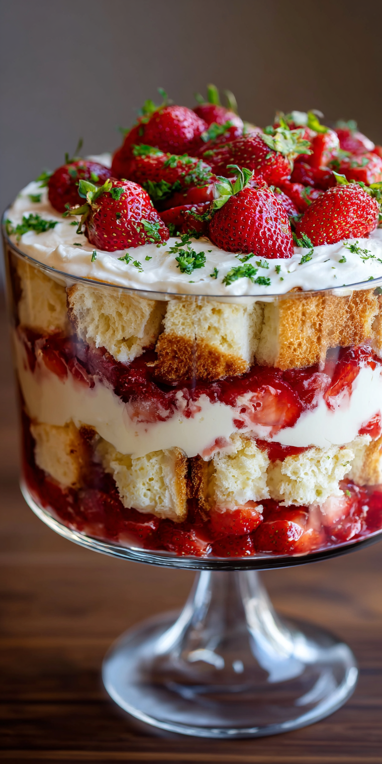 Strawberry Shortcake Trifle Dessert served warm with cozy spices