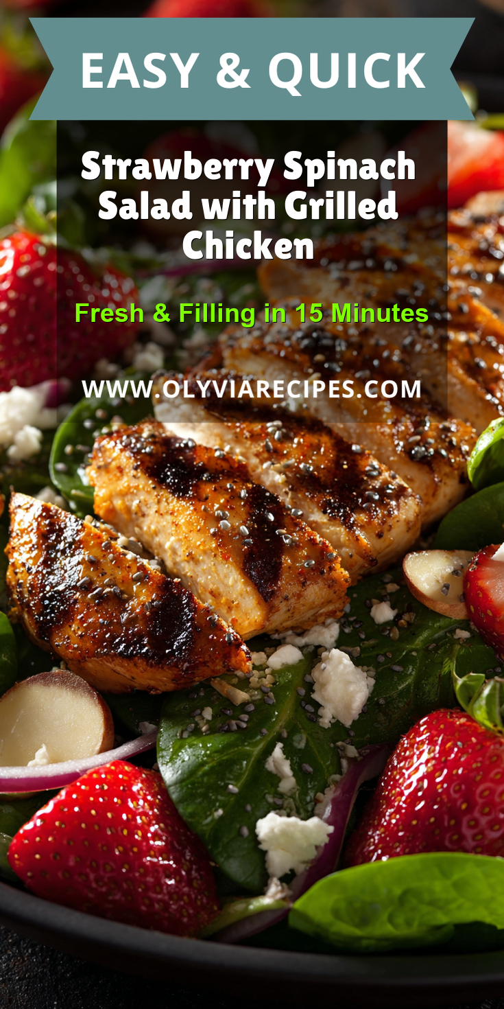 Strawberry Spinach Salad with Grilled Chicken served warm with cozy spices