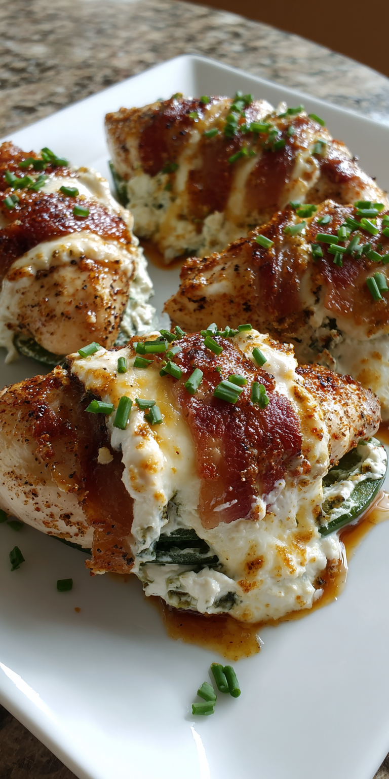 Stuffed Jalapeno Popper Chicken Breast served warm with cozy spices