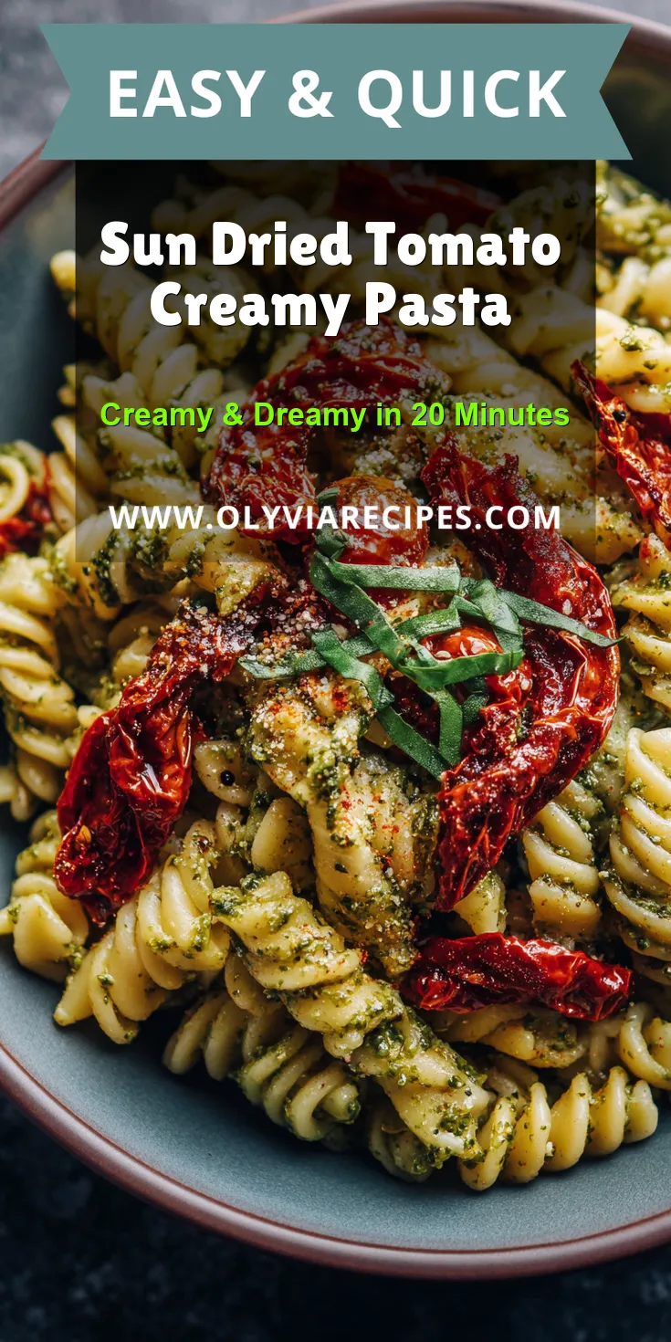 Sun Dried Tomato Creamy Pasta served warm with cozy spices